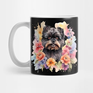 An affenpinscher decorated with beautiful watercolor flowers Mug